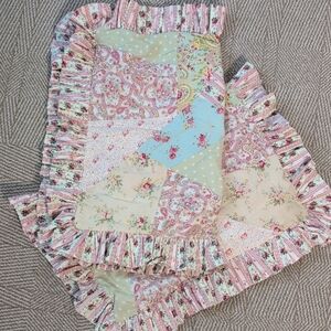 Taylor Linens Floral Patchwork Quilt Pillow Shams Ruffle Edges Stripes Standard